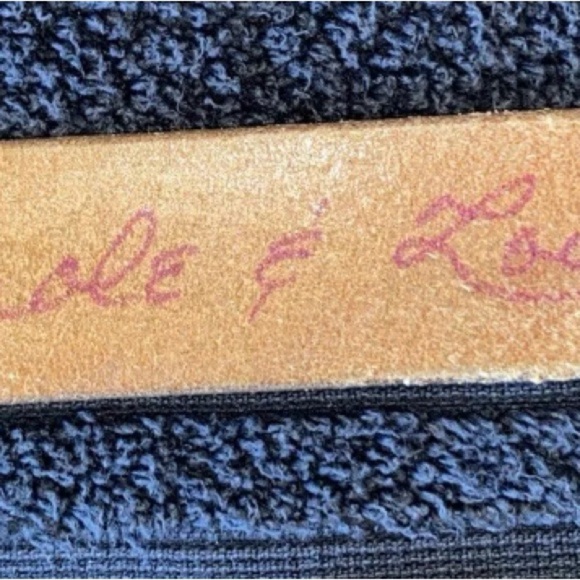 Carole & Lois SIZE 32” Leather Belt W/Vintage BTS SOLID BRASS Rhinestone Buckle - Picture 5 of 6